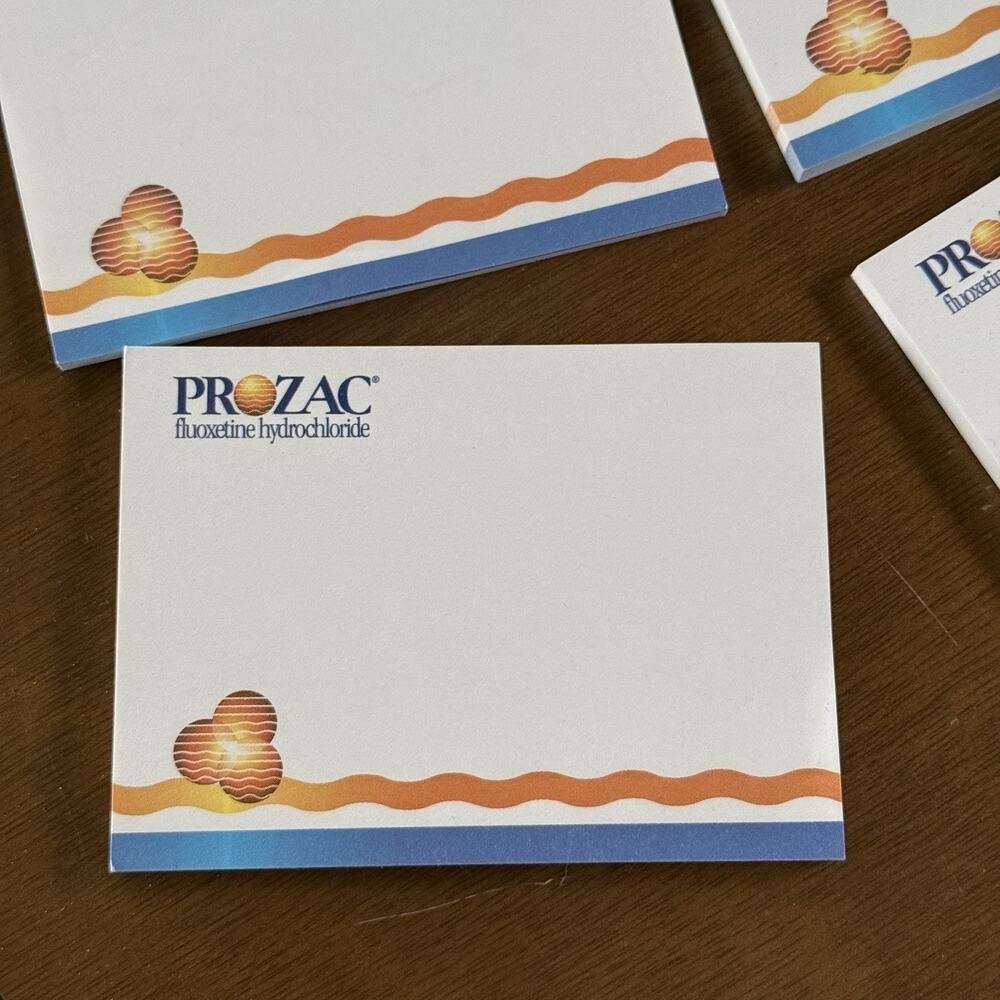 Vintage Prozac Drug Rep Pharmaceutical Promo Notepad Paper Pack Lot 4